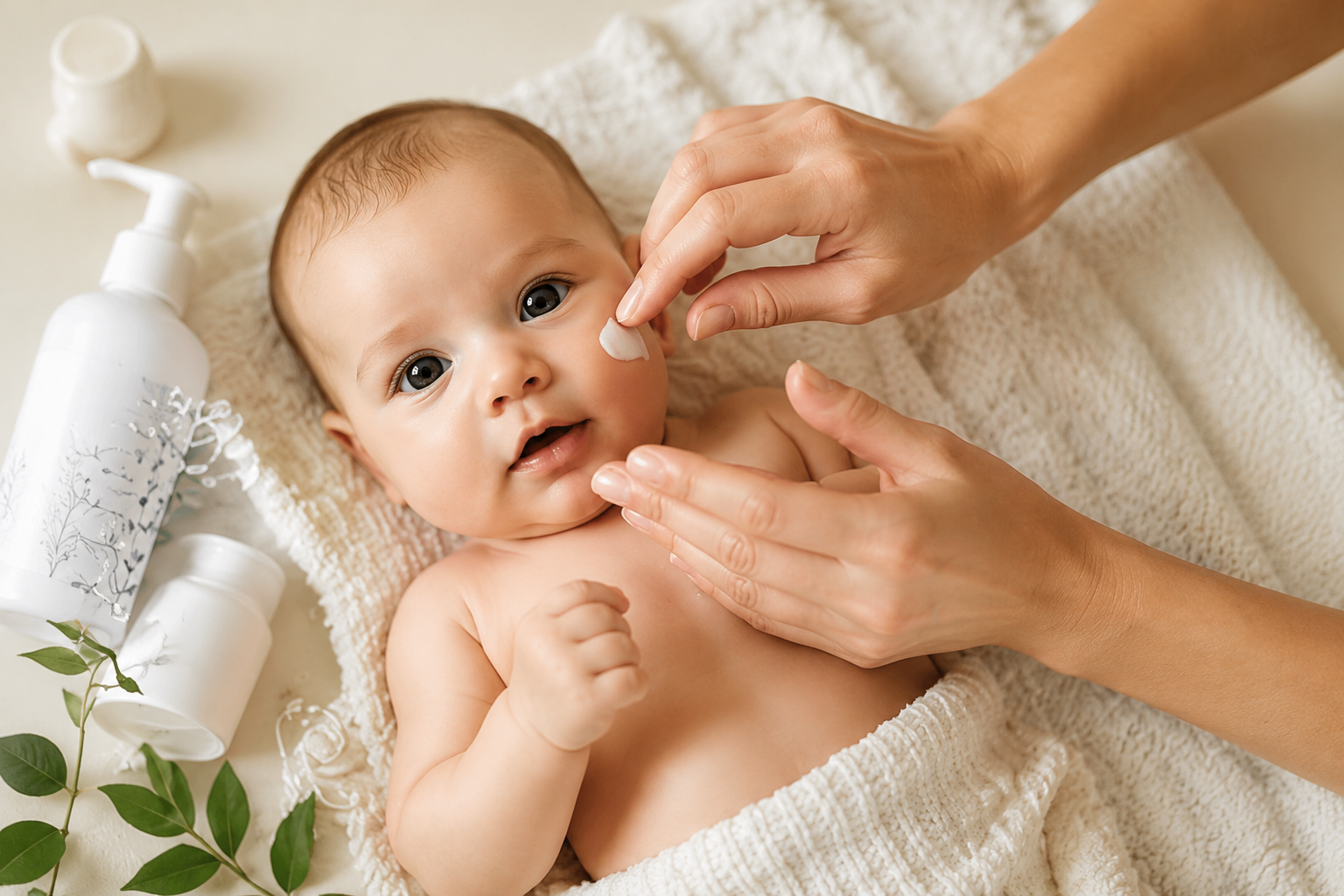 baby applying cream